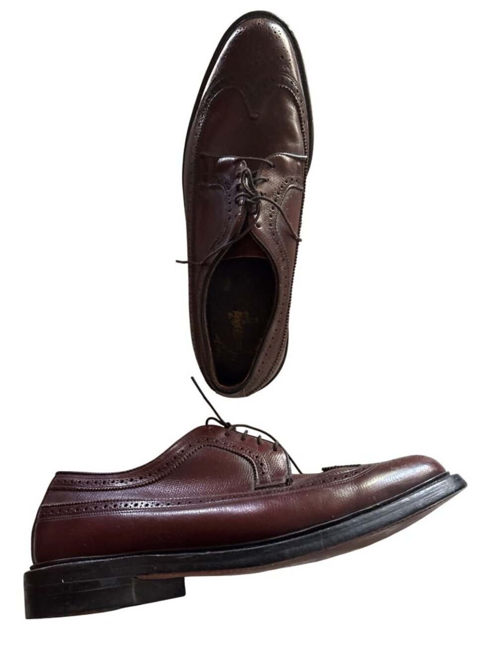 Vintage Mens Leather Wingtip Oxford Shoes Brown Size 8 USA-Made